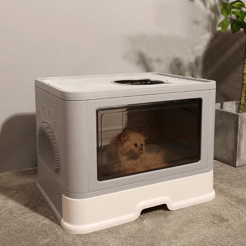 Foldable Odor-Free Cat Litter Basin With Top Entry-0