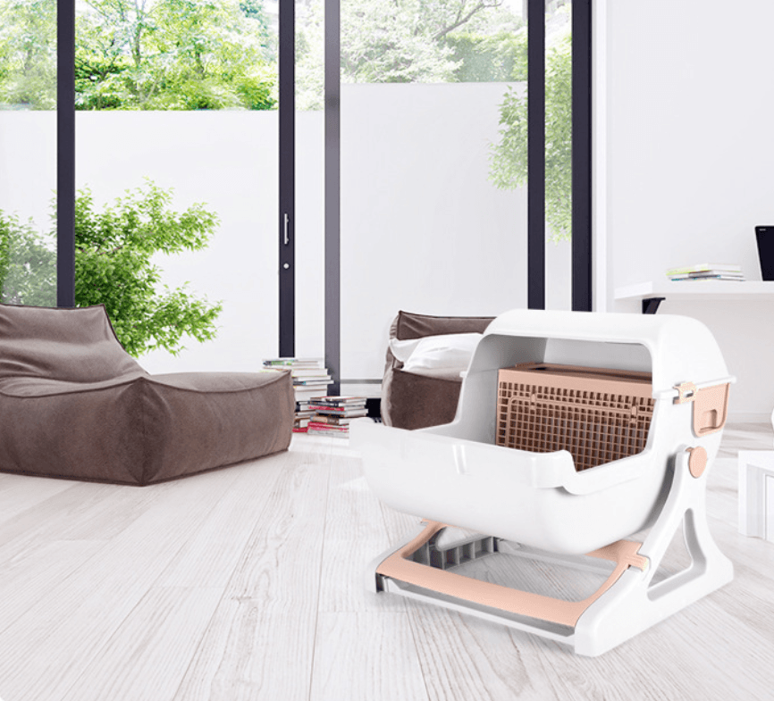 Sleek Kitty Corner Cat Litter Box-4