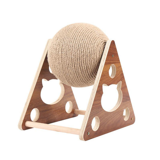 Wooden Cat Scratcher With Sisal Rope Ball