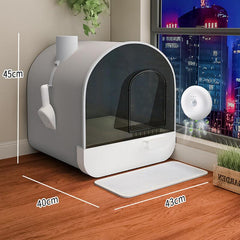 Ultimate Odor-Free Enclosed Cat Litter Box With Smart Features-6