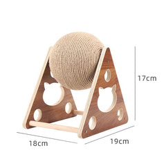 Wooden Cat Scratcher With Sisal Rope Ball