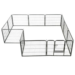 vidaXL Dog Playpen 12 Panels Steel 31.5"x23.6" Black-1