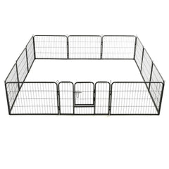vidaXL Dog Playpen 12 Panels Steel 31.5"x23.6" Black-3