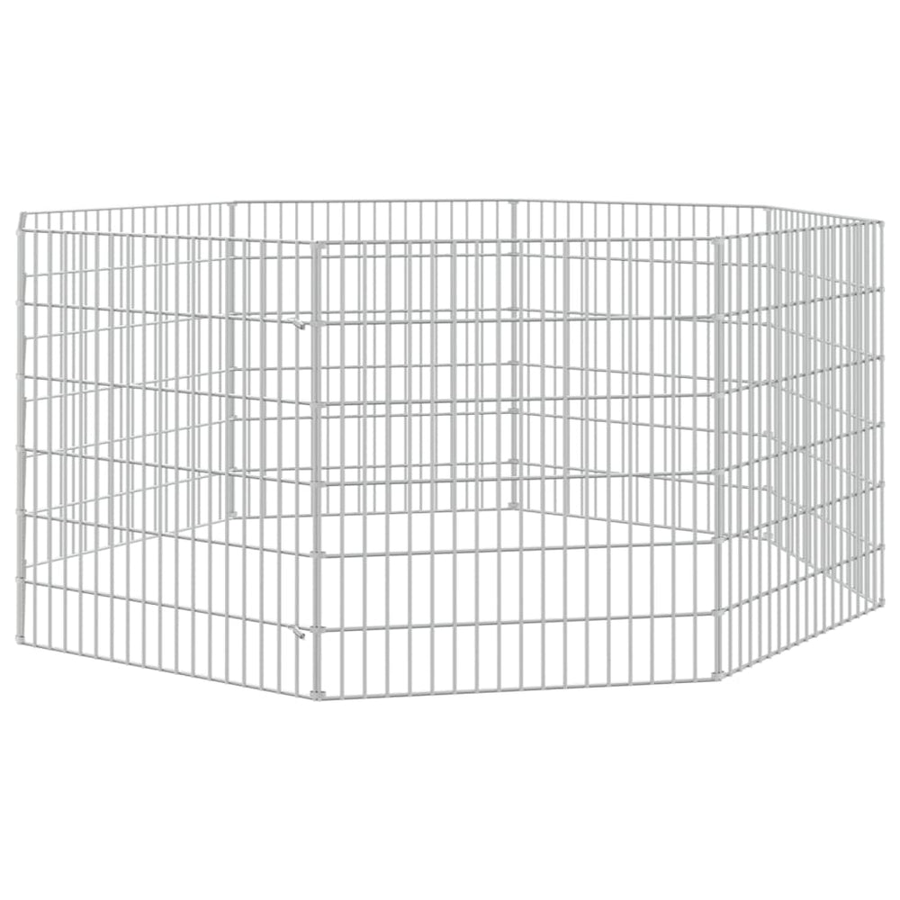 vidaXL Free Range Animal Enclosure 8-Panel 21.3"x23.6" Galvanized Iron-1