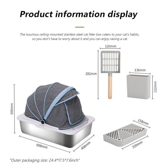 Stainless Steel Cat Litter Box with Lid