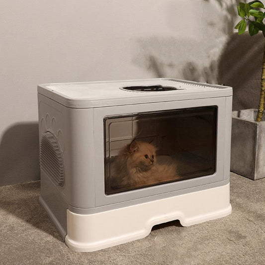 Foldable Odor-Free Cat Litter Basin With Top Entry-0