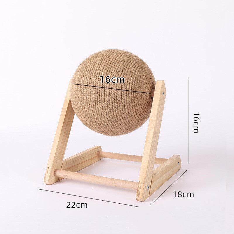 Wooden Cat Scratcher With Sisal Rope Ball