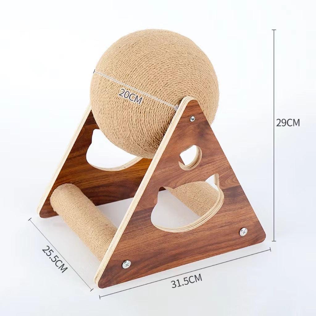Wooden Cat Scratcher With Sisal Rope Ball