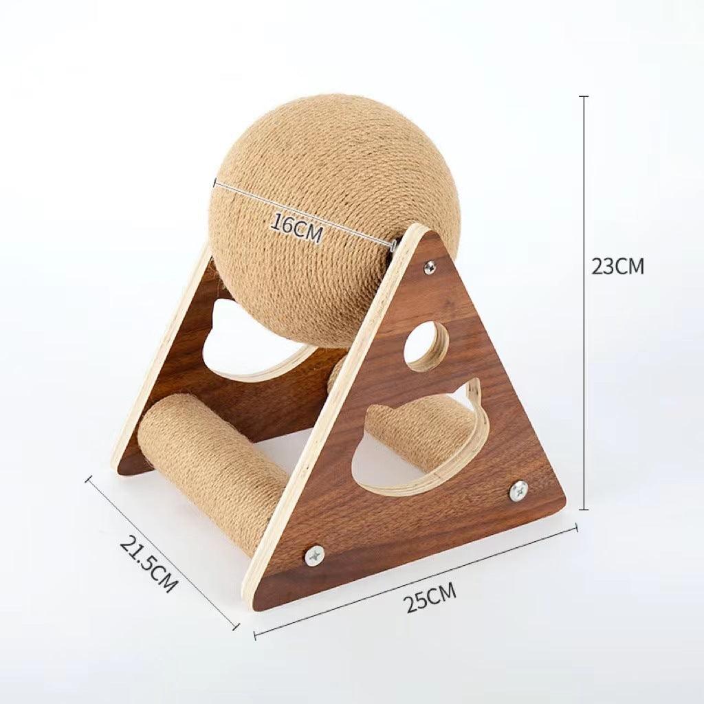 Wooden Cat Scratcher With Sisal Rope Ball