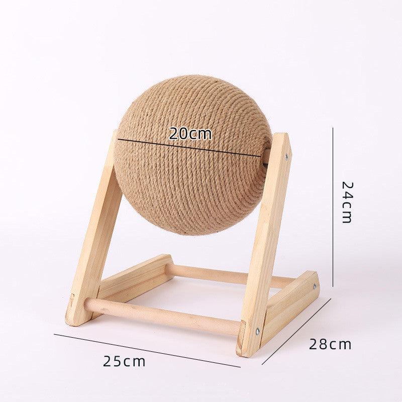 Wooden Cat Scratcher With Sisal Rope Ball
