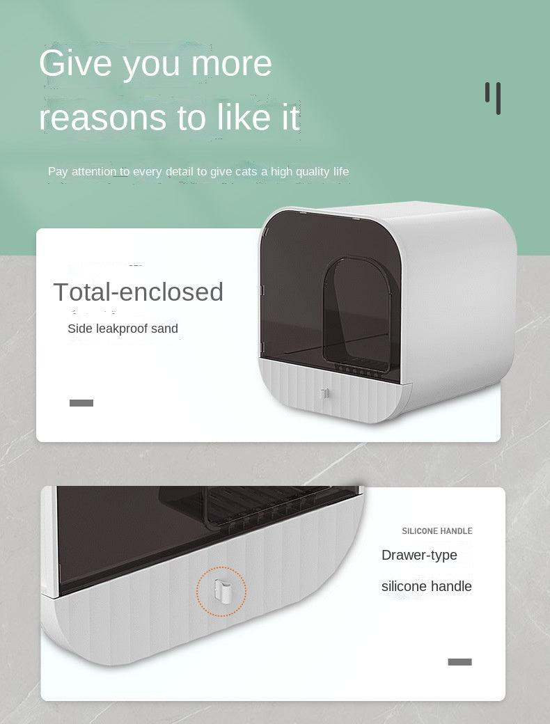 Enclosed And Splash-Proof Cat Litter Box With Drawer Design-1