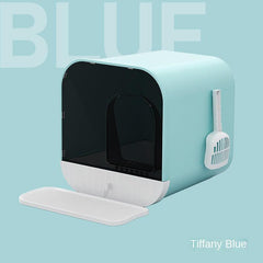 Enclosed And Splash-Proof Cat Litter Box With Drawer Design-4