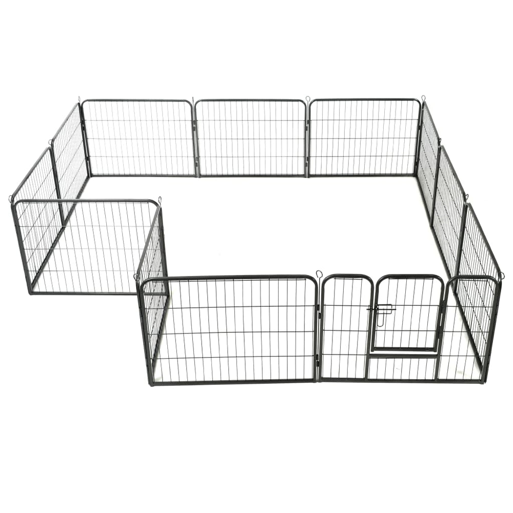 vidaXL Dog Playpen 12 Panels Steel 31.5"x23.6" Black-1