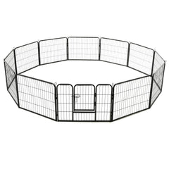 vidaXL Dog Playpen 12 Panels Steel 31.5"x23.6" Black-2