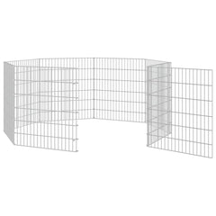 vidaXL Free Range Animal Enclosure 8-Panel 21.3"x23.6" Galvanized Iron-4