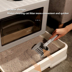 Foldable Odor-Free Cat Litter Basin With Top Entry-4