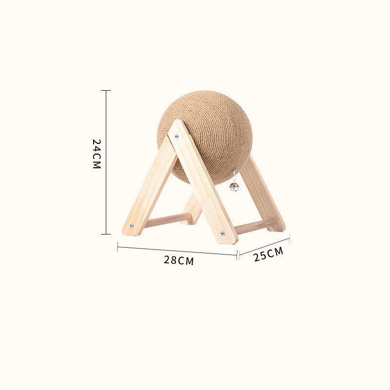 Wooden Cat Scratcher With Sisal Rope Ball
