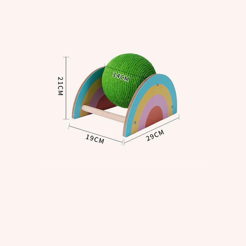 Wooden Cat Scratcher With Sisal Rope Ball