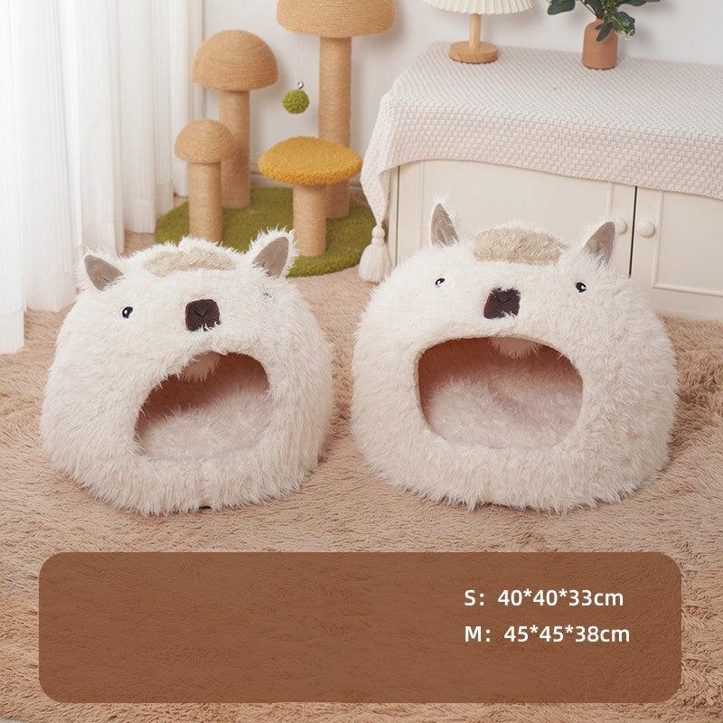 Cozy Alpaca Pet Bed with Cushion