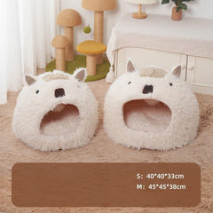 Cozy Alpaca Pet Bed with Cushion