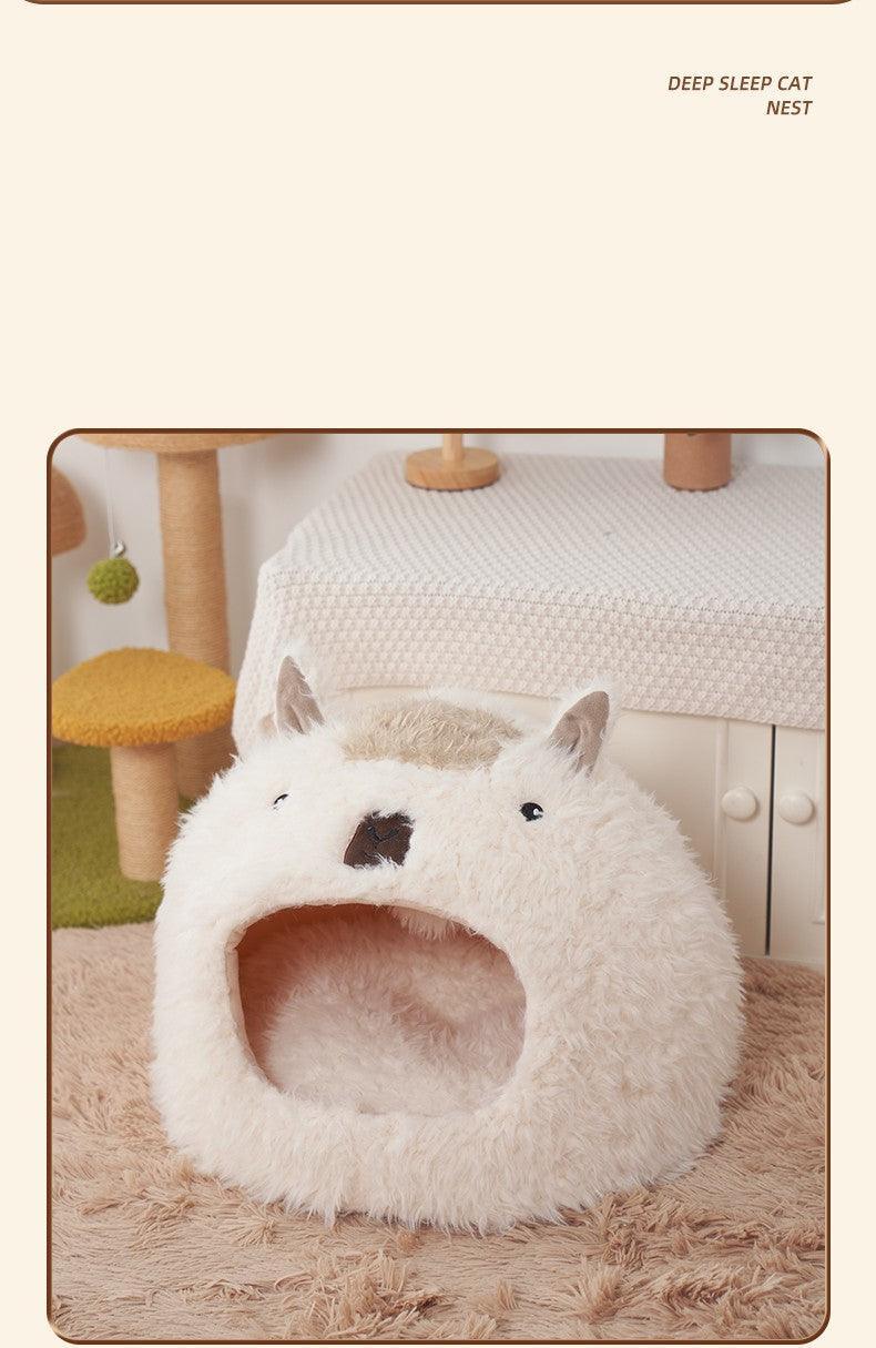 Cozy Alpaca Pet Bed with Cushion