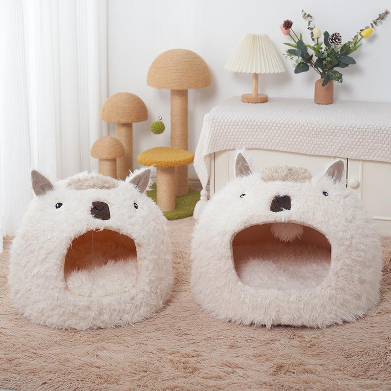 Cozy Alpaca Pet Bed with Cushion