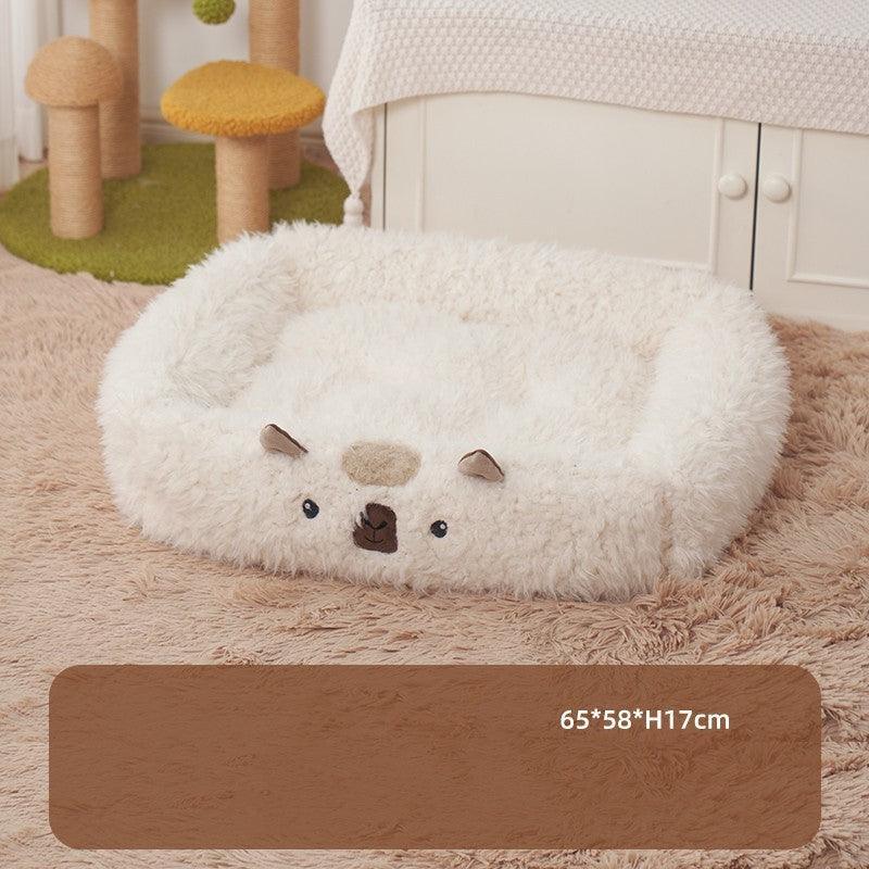 Cozy Alpaca Pet Bed with Cushion