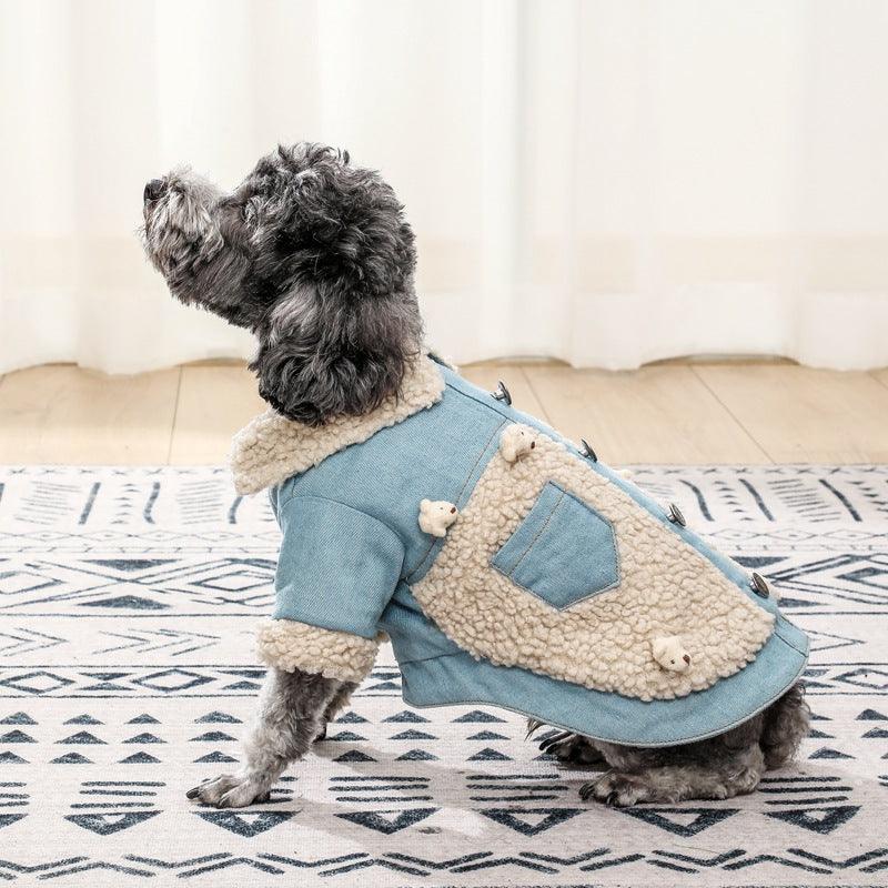 Cozy Denim And Fleece Two-Legged Dog Clothes - Perfect For Small To Medium Dogs-0