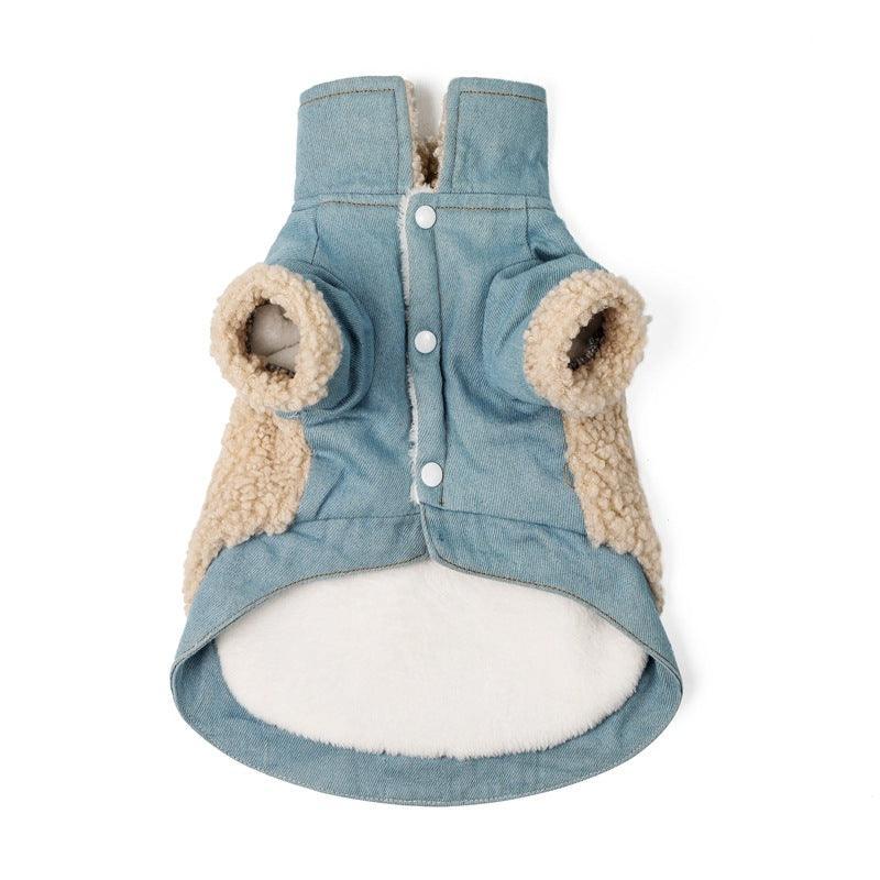 Cozy Denim And Fleece Two-Legged Dog Clothes - Perfect For Small To Medium Dogs-1
