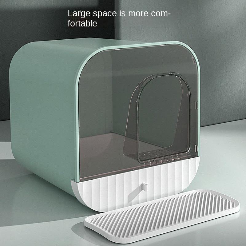 Enclosed And Splash-Proof Cat Litter Box With Drawer Design-2