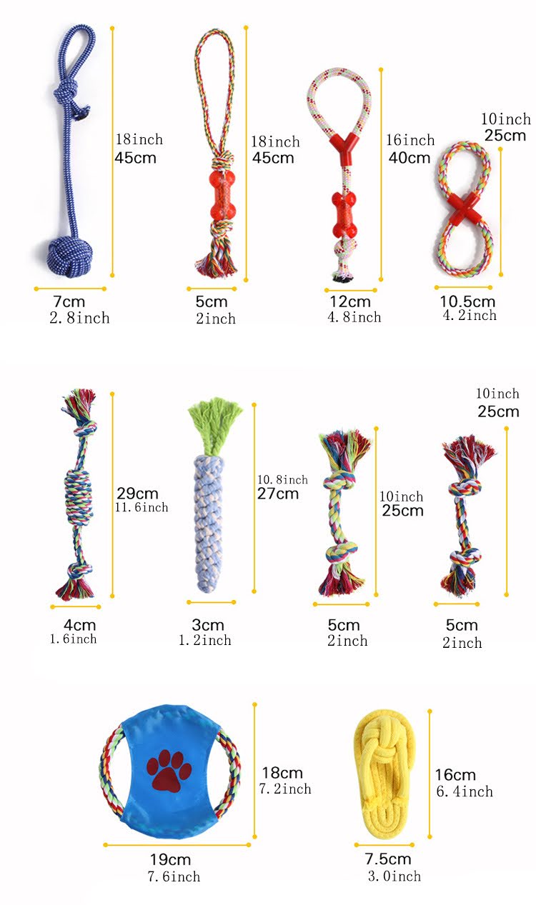 Dog Rope Chew Toy Set (10 Pcs)