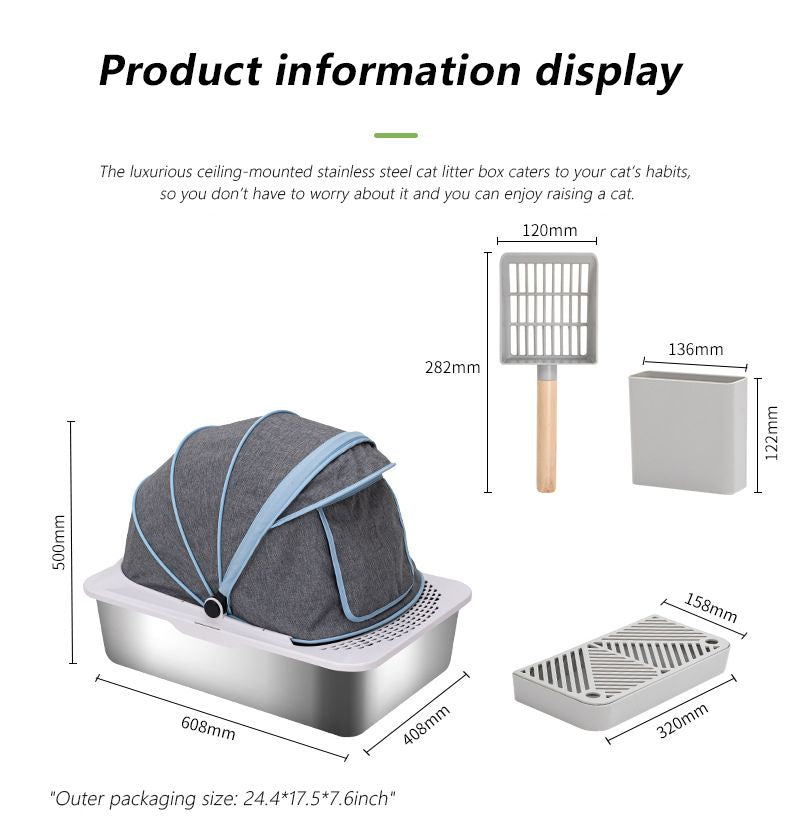Stainless Steel Cat Litter Box with Lid