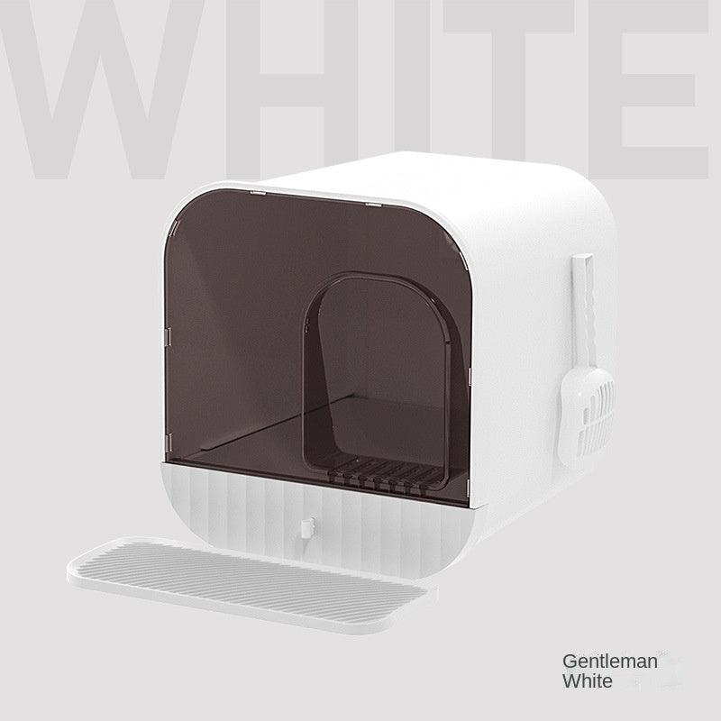 Enclosed And Splash-Proof Cat Litter Box With Drawer Design-5